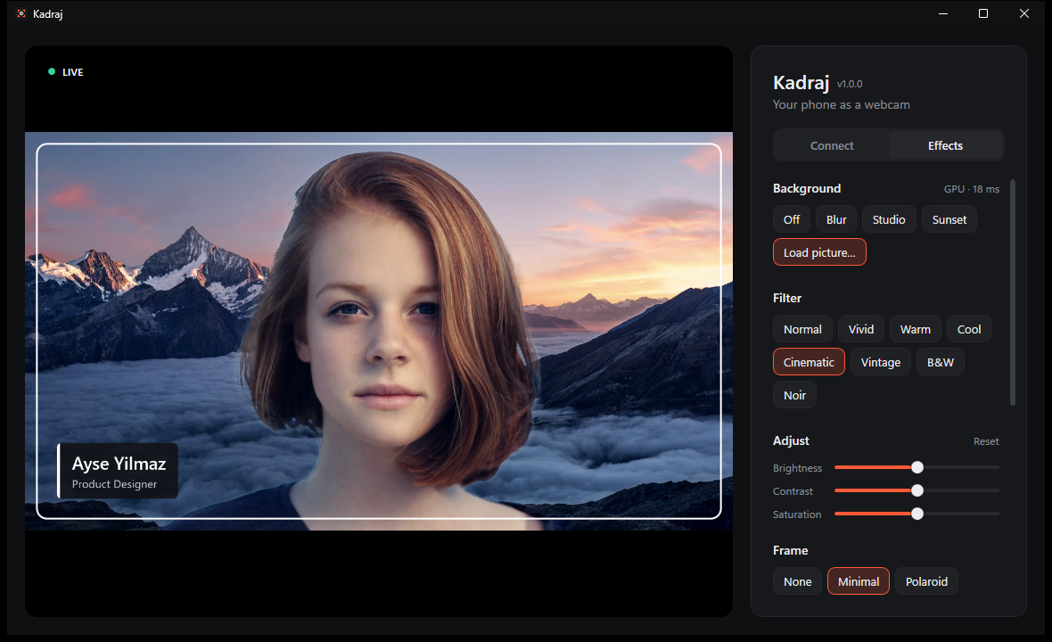 Effects tab with a name tag